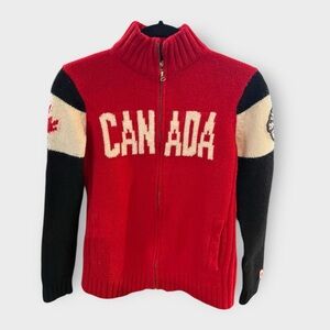 Hudson’s Bay, 2014 Winter Olympics, Canada Wool, Black & Red Zip Up With Beaver
